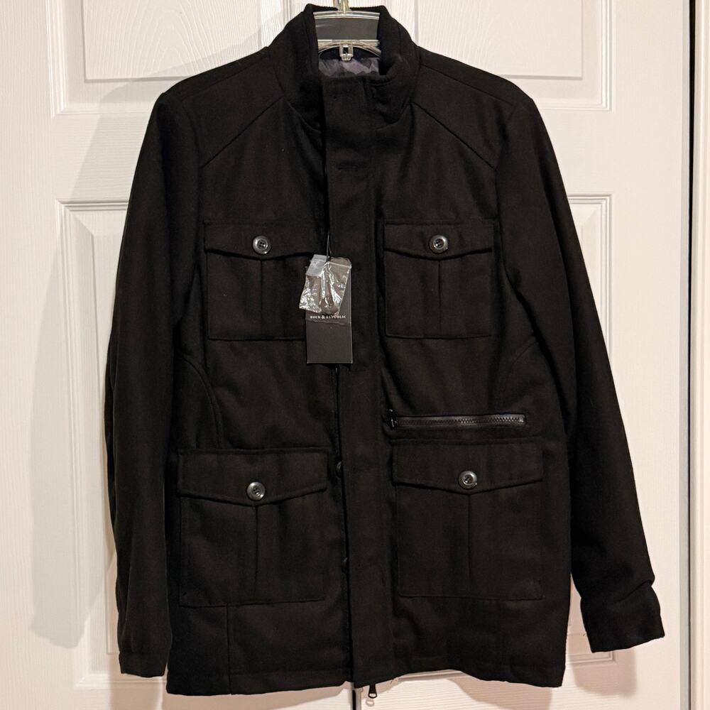 NWT Rock & Republic men’s S wool blend bomber military field jacket Six pockets!